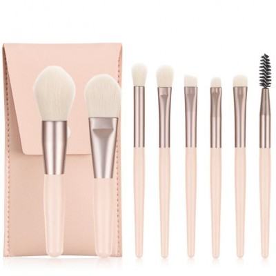 1-7-11 7pcs cheap private label pink travel cosmetic make up makeup brushes set